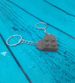 Seninle Anlam Bulurum Lego Dizayn Kalp Anahtarlık 2'li Gri Renk - 2