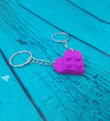 Seninle Anlam Bulurum Lego Dizayn Kalp Anahtarlık 2'li Mor Renk - 2