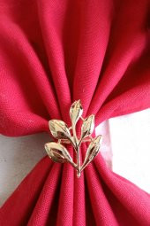 6 Adet Gold Sarmaşık Metal Peçete Halkası - Napkin Ring - Table Decor - 2