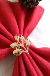 6 Adet Gold Sarmaşık Metal Peçete Halkası - Napkin Ring - Table Decor - 3