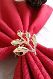 6 Adet Gold Sarmaşık Metal Peçete Halkası - Napkin Ring - Table Decor - 5