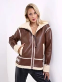 Mtn M2188 Kadın Deri İçi Kürklü Oversize Ceket thumbnail 2