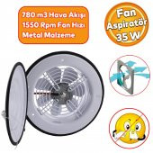 Kapaklı Banyo Wc İşyeri Havalandırma Aspiratörü Fanı Kirli Hava Kötü Koku Metal Vantilatör 200 mm thumbnail 1