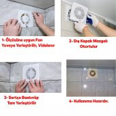Kapaklı Banyo Wc İşyeri Havalandırma Aspiratörü Fanı Kirli Hava Kötü Koku Metal Vantilatör 200 mm thumbnail 6