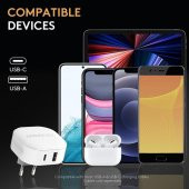 Duracell 30W 4X Hızlı Şarj Başlığı ( USB-A,USB-C ) - Beyaz - 7