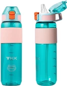 TKK 700 ml Yeşil Silikon Pipet Ağızlık Okul Spor ve Kamp İçin Tritan Matara - Çocuk Yetişkin - 1