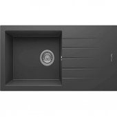 Real Stone P011 ASSOS 86 XL Siyah Granit Eviye 86x43.5 Cm Tezgah Üstü - 1