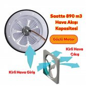 Vantilatör Banyo Wc İşyeri Havalandırma Aspiratörü Fanı Kirli Hava Kötü Koku Metal 250 mm - 4