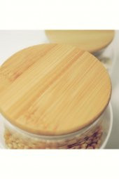 Rossel Premium 6 adet Bambu Vakum Kapaklı Kavanoz 3 boy 500-800-1300 ML - 2