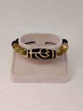 Tibet Akik, Shungit & Riyolit Taşlı Lotus Sembollü Unisex Bileklik 10-12mm thumbnail 2