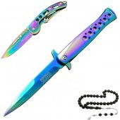 Columbia Tac Force Gökkuşağı Paslanmaz Çelik Çakı Mini Çakı ve Tesbih Hediyeli  1111-GK 23 CM - 1