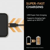 Duracell 1m USB-C to USB-C Örgülü Şarj Kablosu - Siyah - 3