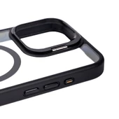 iPhone 15 Pro Kılıf Magsafe Wireless Şarj Özellikli Standlı Magsafe Klon Lensli Kapak - 9