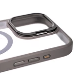 iPhone 15 Pro Kılıf Magsafe Wireless Şarj Özellikli Standlı Magsafe Klon Lensli Kapak - 8