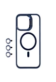 iPhone 15 Pro Kılıf Magsafe Wireless Şarj Özellikli Standlı Magsafe Klon Lensli Kapak - 2