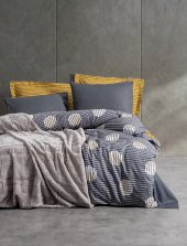 Cotton Box Çift Kişilik Trim Battaniyeli Nevresim Takımı Smooth Gri - 1
