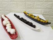 3lü Özel İtalyan Tasarım Şık Zeytinlik Sunumluk Kahvaltı Tabağı Seramik - 1