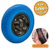 El Arabası Yük Taşıma Tekeri Rulmanlı Patlamayan Poliüretan Teker PU Dolma Tekerlek 350x70 mm - 1
