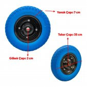 El Arabası Yük Taşıma Tekeri Rulmanlı Patlamayan Poliüretan Teker PU Dolma Tekerlek 350x70 mm - 3