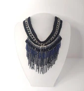 Kolye Gerdanlık Kadın Choker Bohem Kolyeler El Yapımı Uzun Püskül Boncuklar Bayan Kolye Takı Tasma - 1