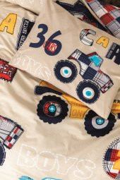 Cotton Box Junior Tek Kişilik Lastikli Çarşaflı Nevresim Takımı Cars Bej - 2