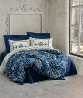 Cotton Box Saten Çift Kişilik Nevresim Takımı Stasya Lacivert - 1