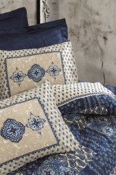Cotton Box Saten Çift Kişilik Nevresim Takımı Stasya Lacivert - 2