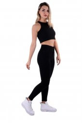 Ekstra Dar Kalıplı Yüksek Belli ve Bilek Boylu Cepli Kadın Kot Pantolon Skinny Jean Siyah Denim - 1