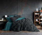 Cotton Box Dark Çift Kişilik Nevresim Takımı Noche Petrol - 1