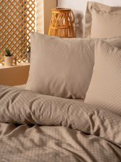 Cotton Box Plaid Ranforce Tek Kişilik Nevresim Takımı Vizon thumbnail 2