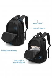 Bagacar Smart Bag 3159 Okul ve Günlük Laptop Bölmeli Sırt Çantasız Koyu Gri - 5