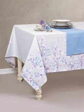 Cotton Box Baskılı Masa Örtüsü Seti Neva Gri 160x180 - 1