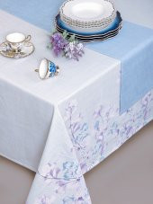 Cotton Box Baskılı Masa Örtüsü Seti Neva Gri 160x180 - 3