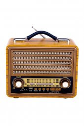 Nostaljik Radyo Bluetooth Hoparlör Fm Radio Sd Kart Usb Girişli Şarjlı Speaker R-2077BT - 1