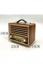 Nostaljik Radyo Bluetooth Hoparlör Fm Radio Sd Kart Usb Girişli Şarjlı Speaker R-2077BT - 3
