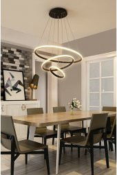 Priştine / Sarkıt Avize / 80-60-40 cm / Antrasit Gövde / 3 Renk Işık - 3