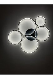 Bergama / 90x80 cm / Plafonyer Avize / 5 Çember / 3 Renk Işık / Antrasit Gövde - 1