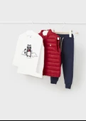 Mayoral Kırmızı Kız Bebek Gömlek Pantolon Yelek Set - 1