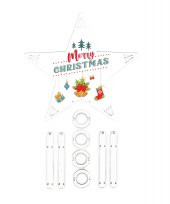 19cm Ahşap Yılbaşı Ağacı Tepe Yıldızı Merry Christmas Mod.2 - 1