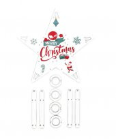 19cm Ahşap Yılbaşı Ağacı Tepe Yıldızı Merry Christmas Mod.1 - 1