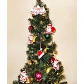 6 Adet 8cm Ahşap Noel Baba Yılbaşı Ağaç Süsü - 2