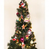 12 Adet 6-9cm Ahşap Yılbaşı Ağaç Süsü Karışık Model - 2