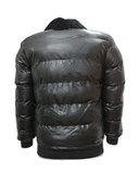 Zagmen Z01272 Erkek Yakası Kürklü Fermuarlı Şişme Deri Mont - 2
