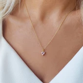 Vaoov 925 Ayar Gümüş Pembe Kalp Kolye thumbnail 2