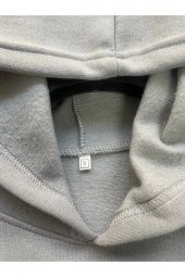 Positive Baskılı Gri Erkek Kapüşonlu 3 iplik Şardonlu Ribanalı Sweatshirt Hoodie - 7