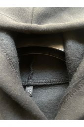 Düz Siyah Erkek Kapüşonlu 3 iplik Şardonlu Ribanalı Sweatshirt Hoodie - 7