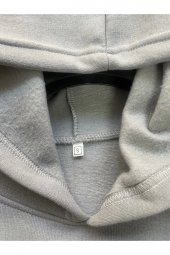 Realistic Baskılı Gri Erkek Kapüşonlu 3 iplik Şardonlu Ribanalı Sweatshirt Hoodie - 7