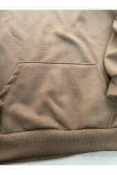 Zeus Baskılı Kahverengi Erkek Kapüşonlu 3 iplik Şardonlu Ribanalı Sweatshirt Hoodie - 6