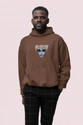 Youth Baskılı Kahverengi Erkek Kapüşonlu 3 iplik Şardonlu Ribanalı Sweatshirt Hoodie - 1