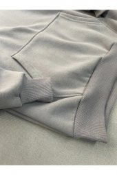 Youth Baskılı Gri Erkek Kapüşonlu 3 iplik Şardonlu Ribanalı Sweatshirt Hoodie - 5